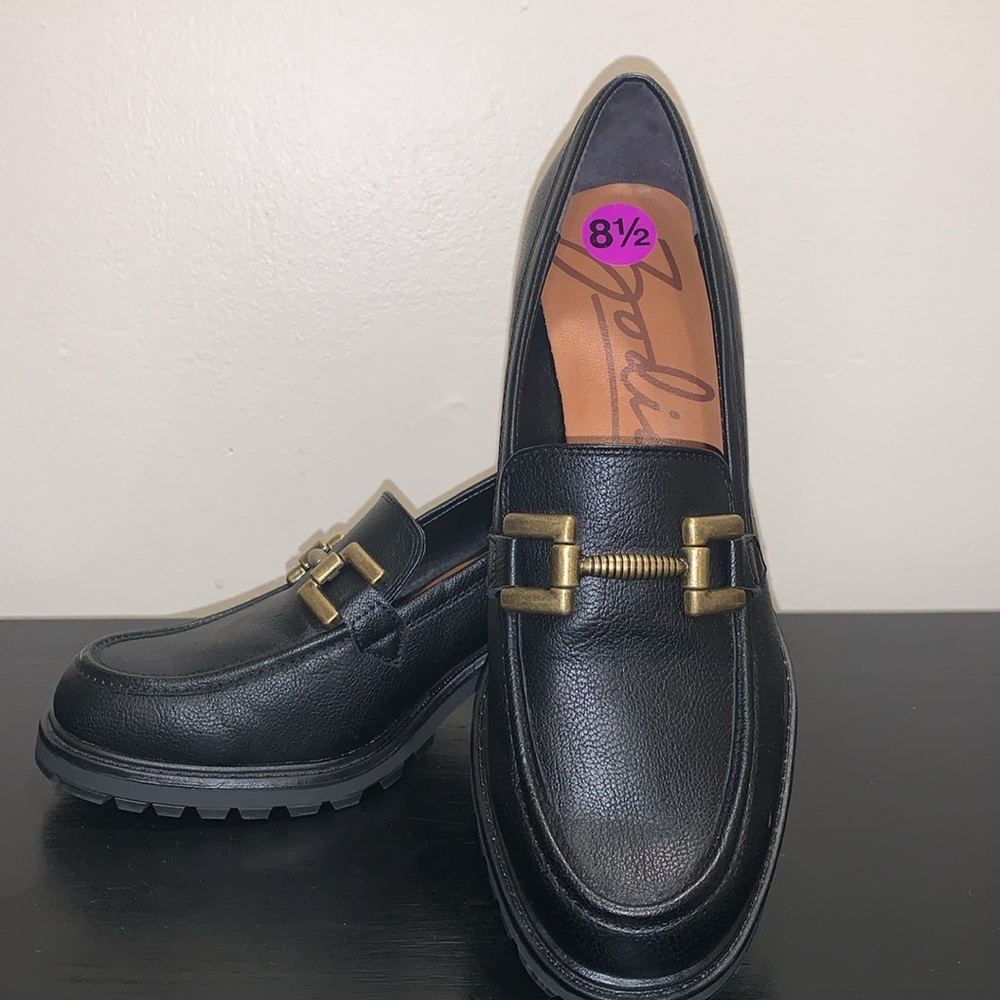 Zodiac Black Loafers with Brass Detail